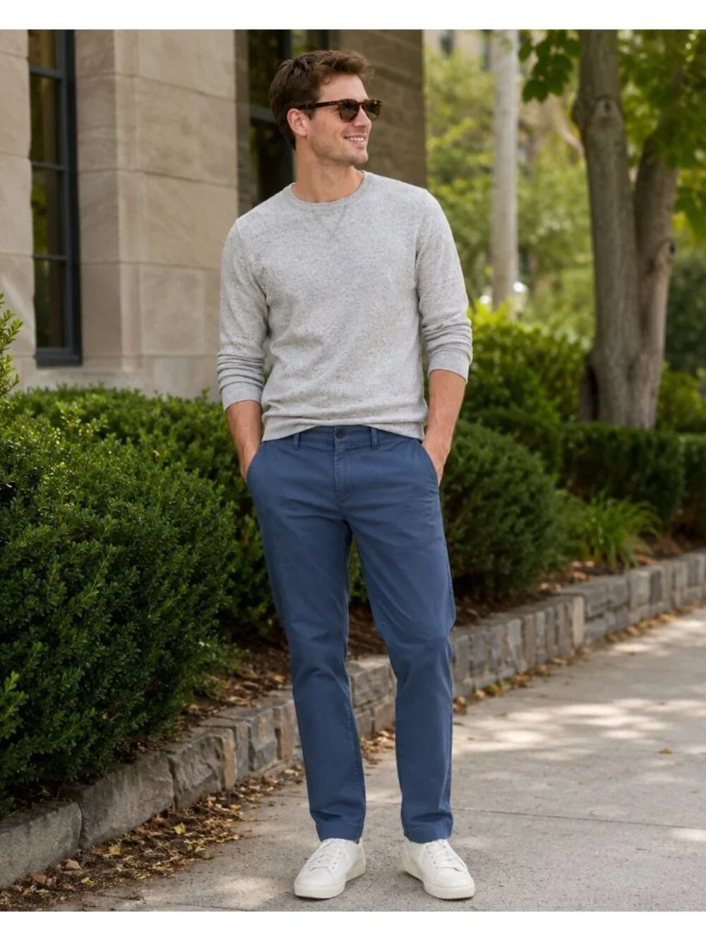 J.Crew Men's Flex Cotton Chino Pants Blue Straight Fit Classic 34x30